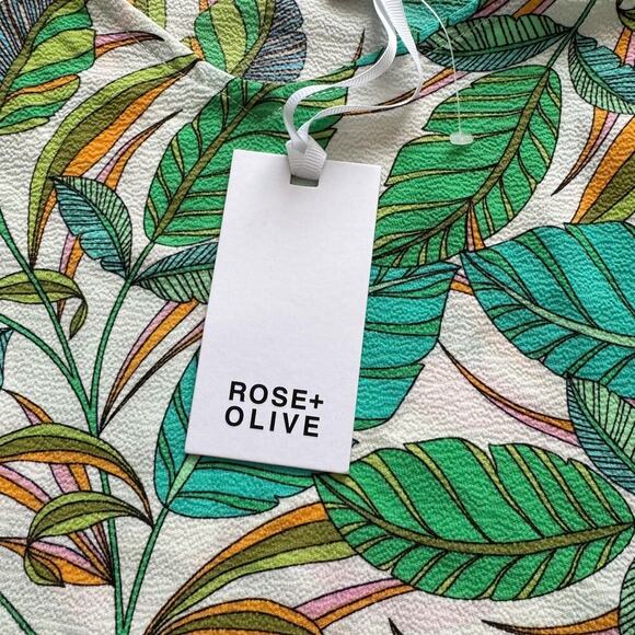 Rose + Olive Tank Top Womens 1X Multicolor Leaf Print Ruffle Strap Blouse NWT - Picture 13 of 16
